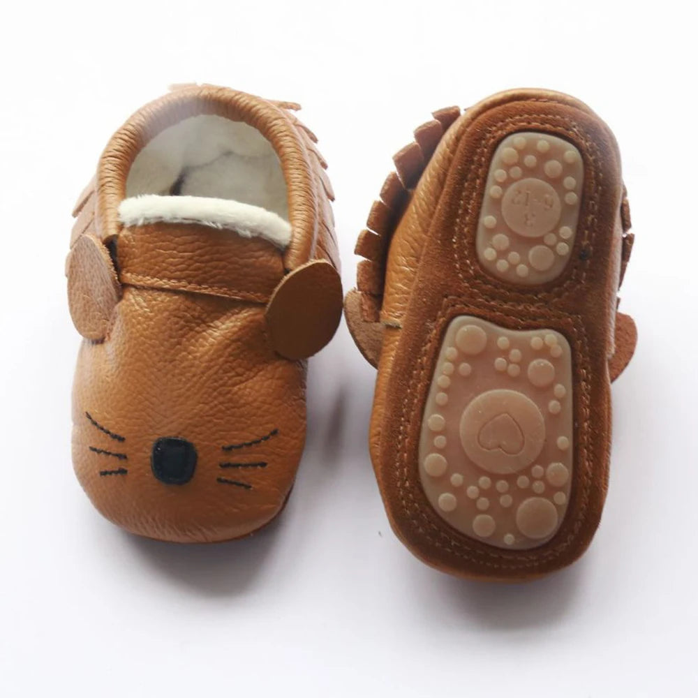Mocassim de Couro Plumi — Pelúcia de Inverno (0-24m)