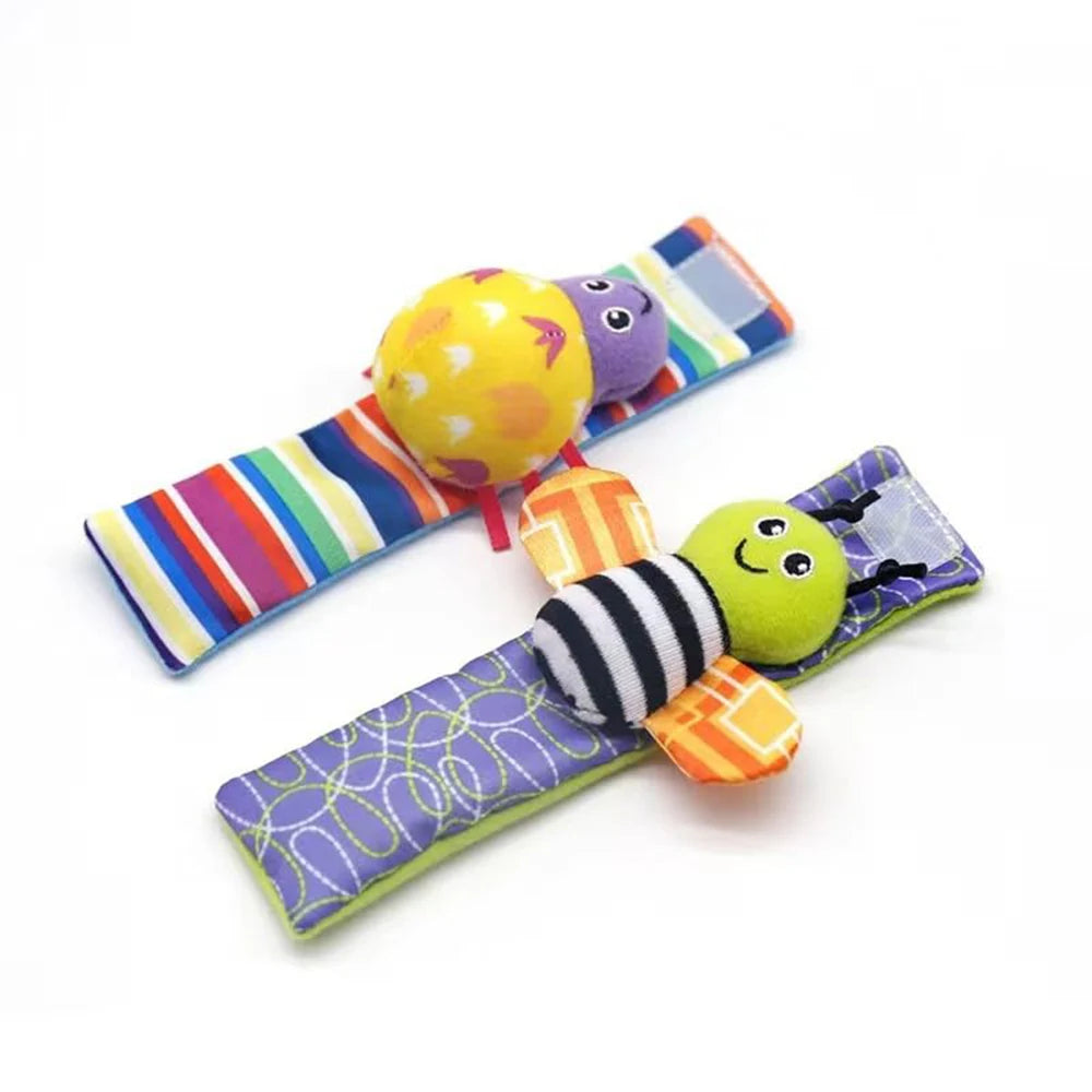 Kit 4 Chocalhos de Pulso e Pé Plumi — Bichinhos (0-24 meses)