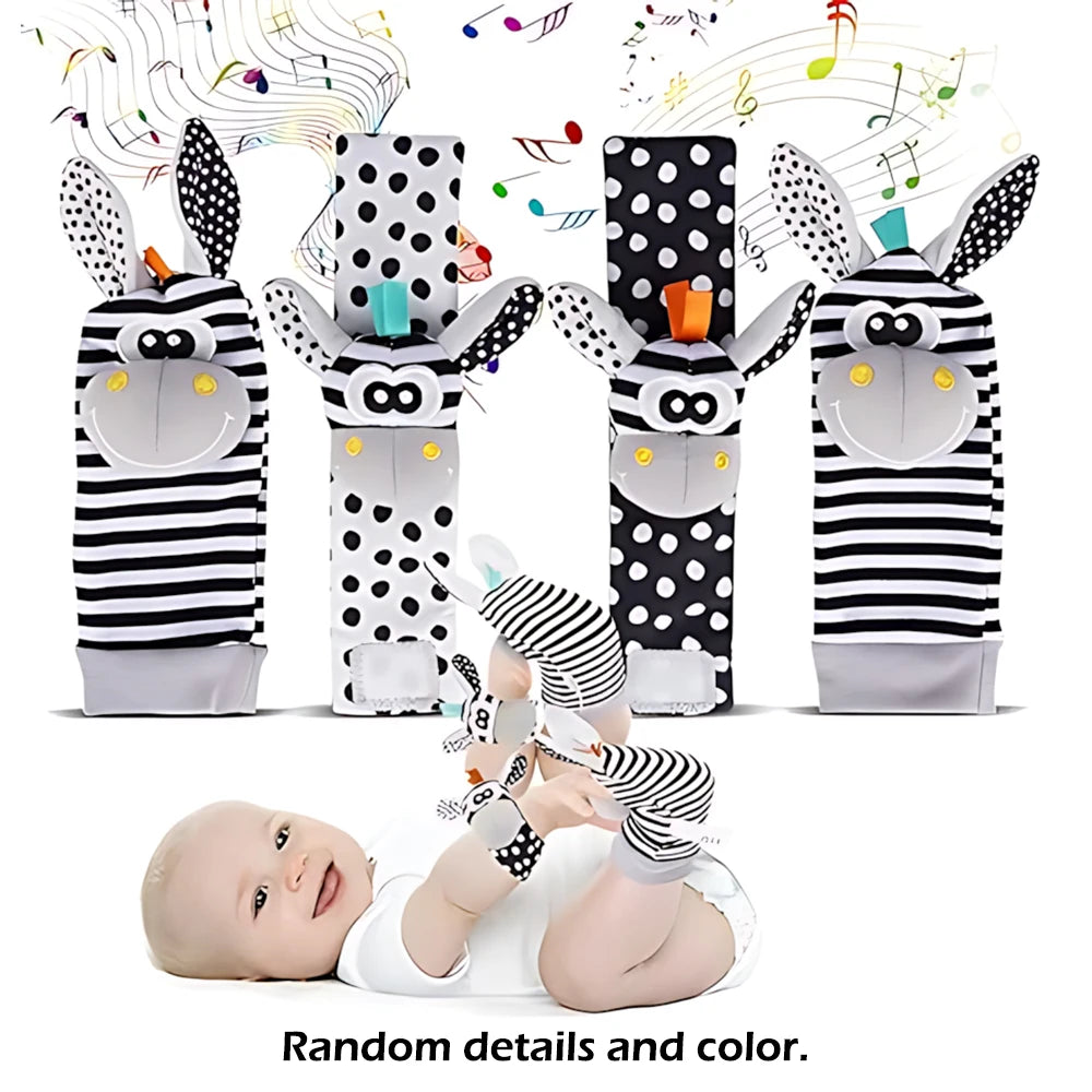 Kit 4 Chocalhos de Pulso e Pé Plumi — Bichinhos (0-24 meses)